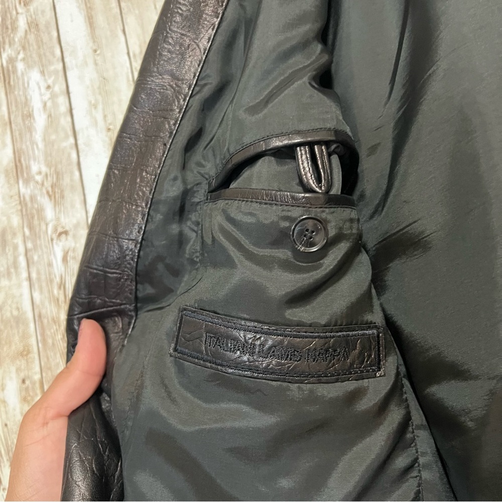 Boss Hugo Boss Leather Crocodile Pattern Brown Blazer - Picture 5 of 12
